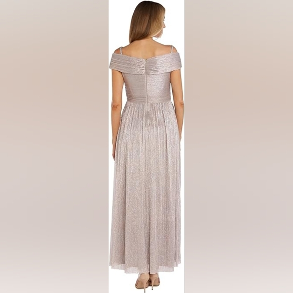 NWT Size 16 R&M Richards Blush Maxi Metallic Glittery Evening Gown - Picture 8 of 11
